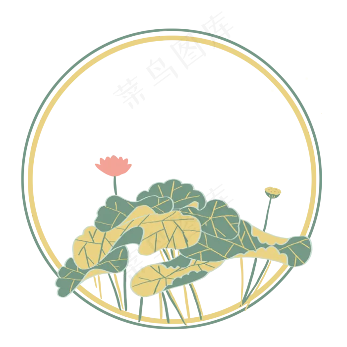 荷花边框黄色免抠元素(3000X3000(DPI:132))psd模版下载