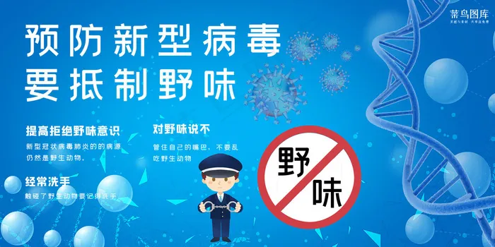 抵制野味警察蓝色科技展板(4724*2362px 72 dpi )psd模版下载