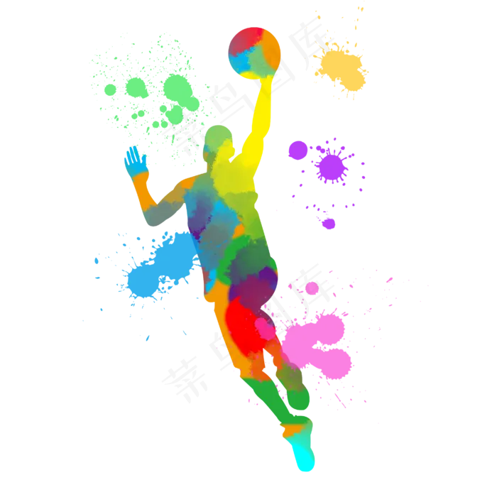 彩色体育运动水彩篮球(2000X2000(DPI:300))psd模版下载