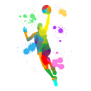 彩色体育运动水彩篮球
