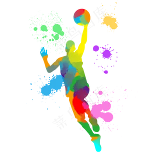 彩色体育运动水彩篮球