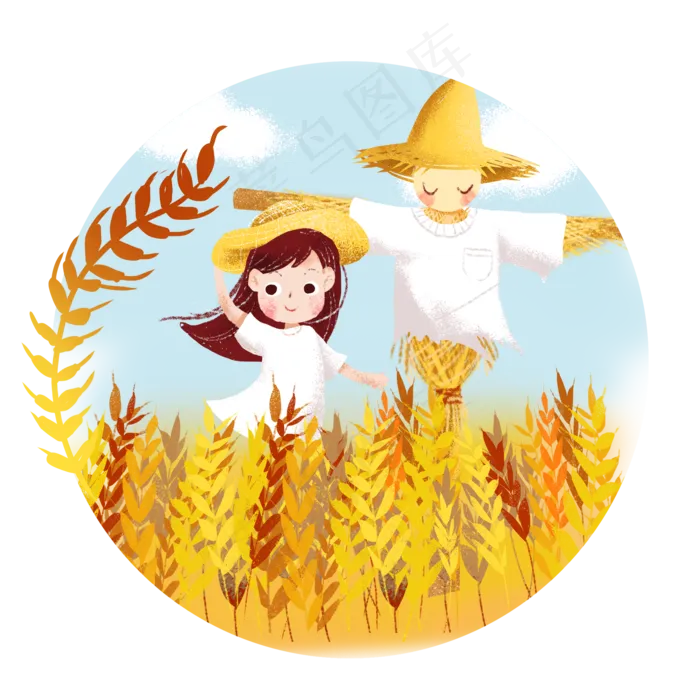 芒种麦田里的女孩(2000X2000(DPI:300))psd模版下载