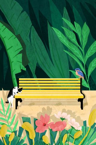 夏季植物园小动物风景