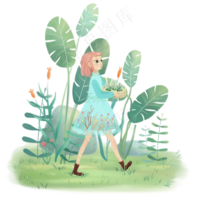 清明节吃青团插画