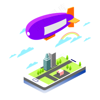 2D手机上的建筑物矢量图片,免抠元素