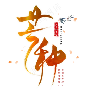 芒种毛笔艺术字