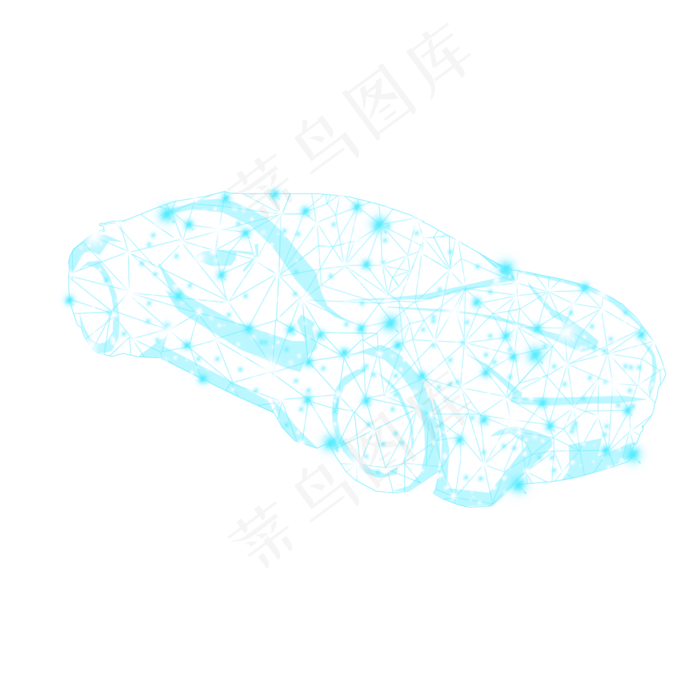手绘蓝色科技交互线条汽车插画