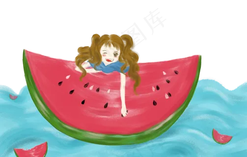 节气手绘西瓜免抠图