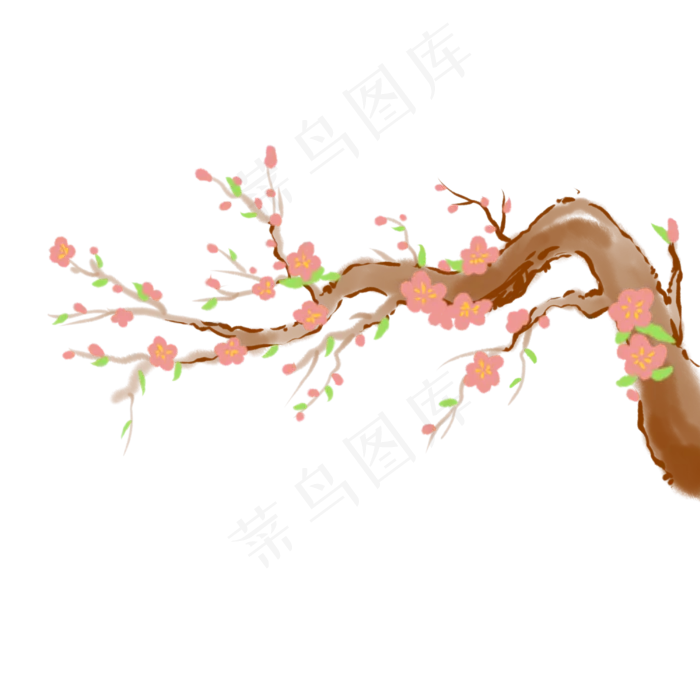 中国风水彩清新桃花(3000X3000(DPI:300))psd模版下载