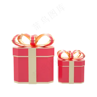 C4D红色电商促销礼盒,免抠元素