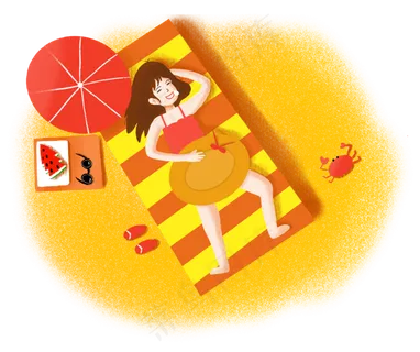 大暑小暑夏季沙滩上睡觉的少女