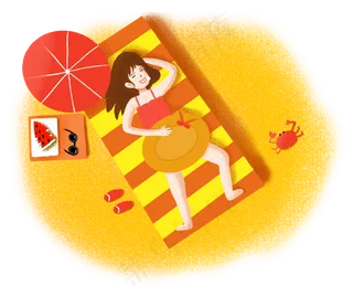 大暑小暑夏季沙滩上睡觉的少女