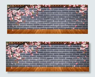 中国风复古花朵banner