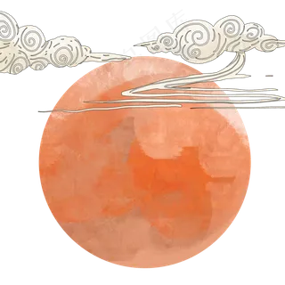 红色花朵月亮云朵