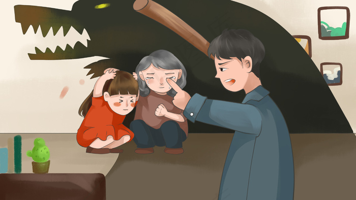 反对家庭暴力关爱妇女儿童(2880*1620px 300 dpi )psd模版下载