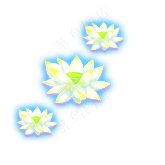 夏季植物白色荷花装饰图案png(2000X2000(DPI:300))psd模版下载