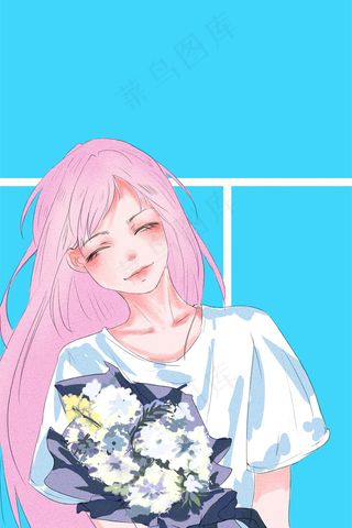 治愈少女微笑花朵