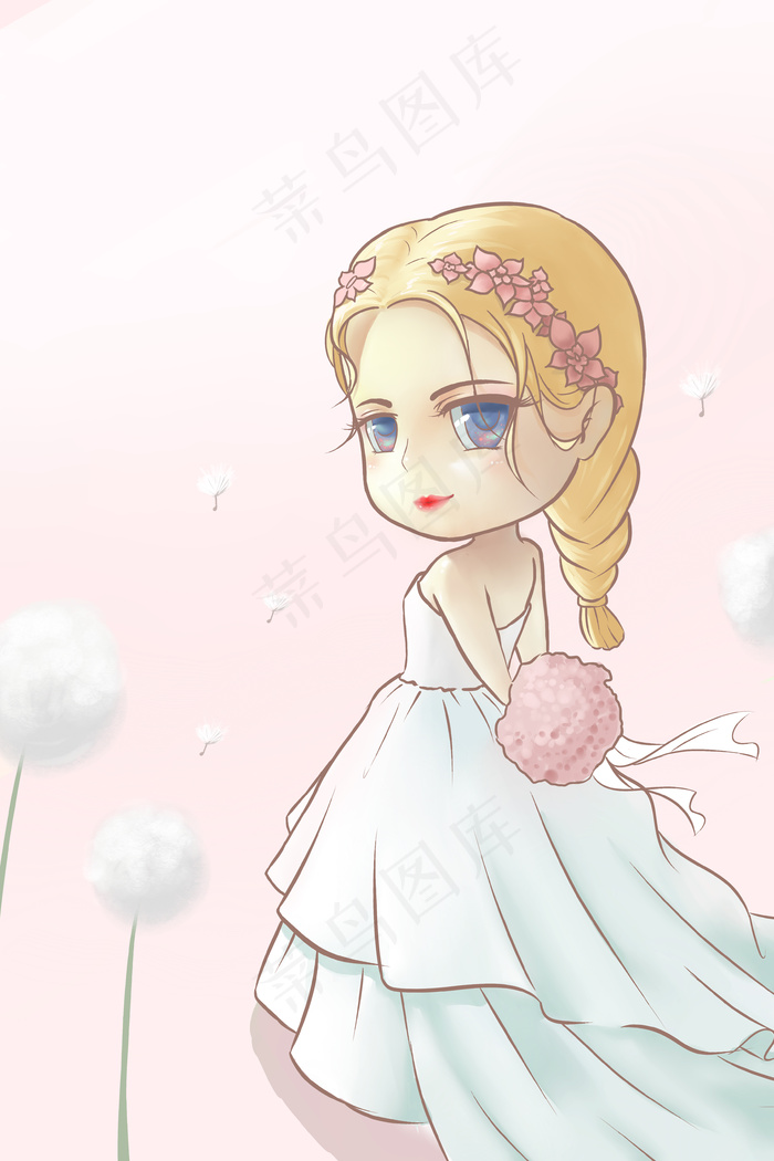 婚庆新娘手捧花粉色清新(3545X5315(DPI:300))psd模版下载