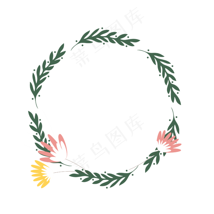 植物简约朴素花环清新边框手绘元,免抠元素(1024*1369px 72 dpi )ai矢量模版下载