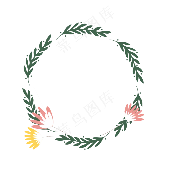 植物简约朴素花环清新边框手绘元,免抠元素(1024*1369px 72 dpi )ai矢量模版下载