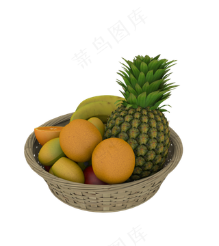 一大筐竹篮各种水果