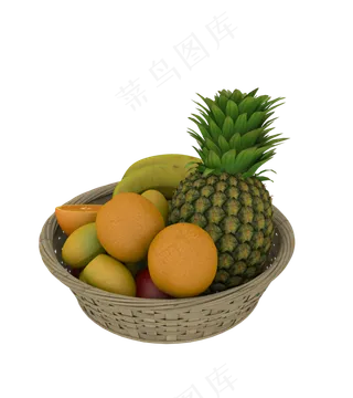 一大筐竹篮各种水果
