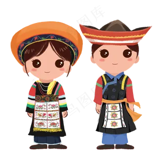 站立的少数民土族情侣PNG素材