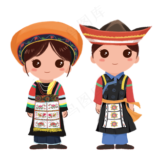 站立的少数民土族情侣PNG素材