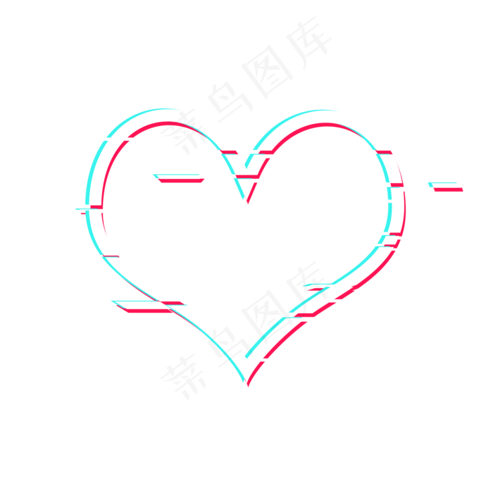 情人节爱心抖音故障风边框,免抠元素