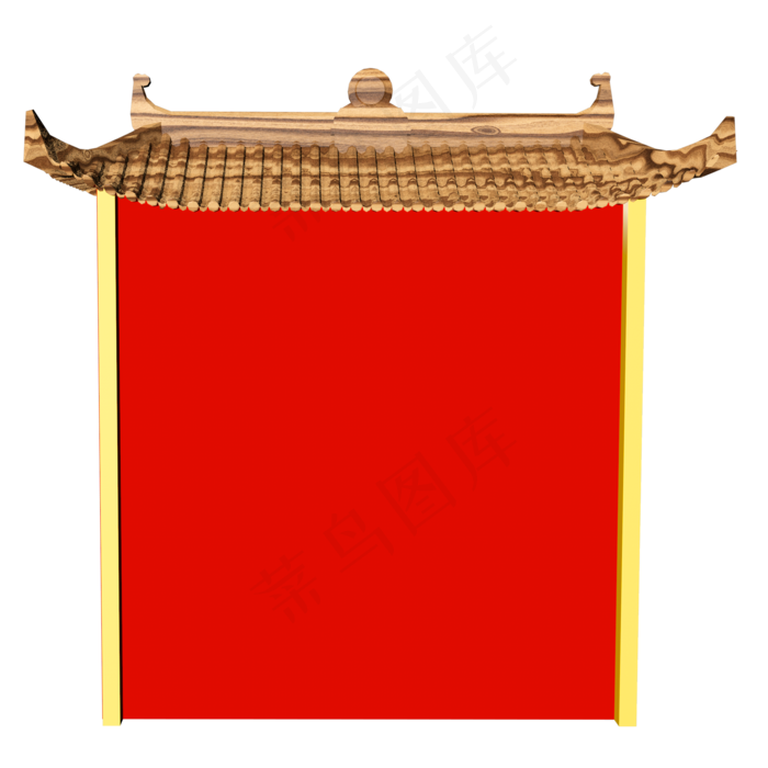 简洁门楼C4D立体中国风装饰,免抠元素(2000*2000px 300 dpi )