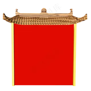 简洁门楼C4D立体中国风装饰,免抠元素