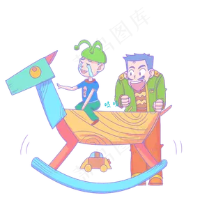 愚人节骑木马的小孩