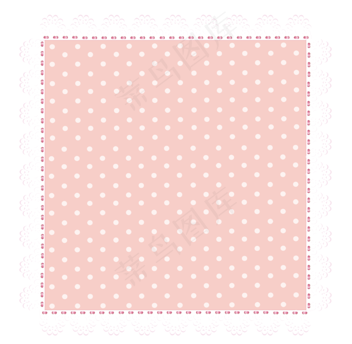蕾丝花边可爱波点边框,免抠元素