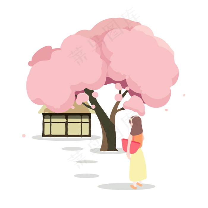 樱花时节赏花矢量免抠图