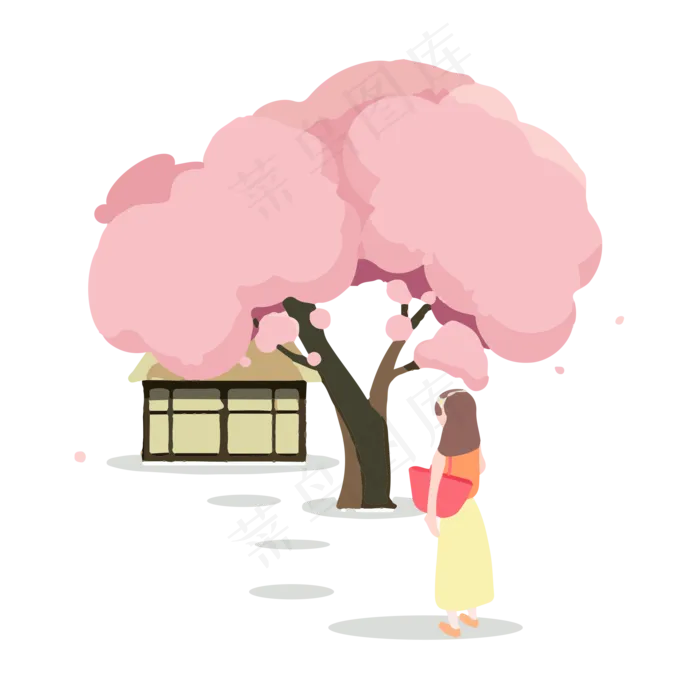 樱花时节赏花矢量免抠图ai矢量模版下载