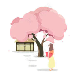 樱花时节赏花矢量免抠图
