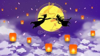 紫色系浪漫孔明灯牛郎织女相约七夕