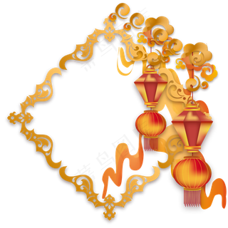 鼠年新年云纹边框,免抠元素