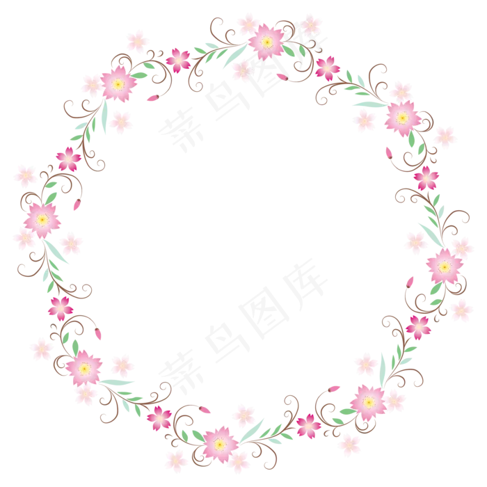 樱花边框樱花花环,免抠元素