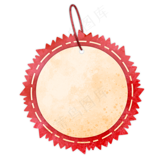 水彩风红色边促销标签