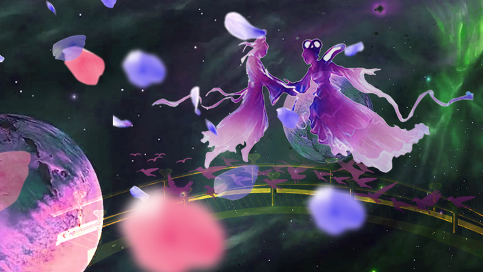 紫色浪漫七夕牛郎织女