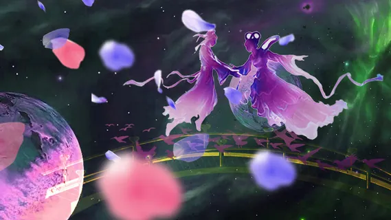 紫色浪漫七夕牛郎织女