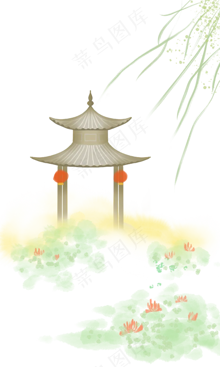 中国水墨凉亭