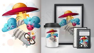 猫，猫为杯子，相框和日记插图