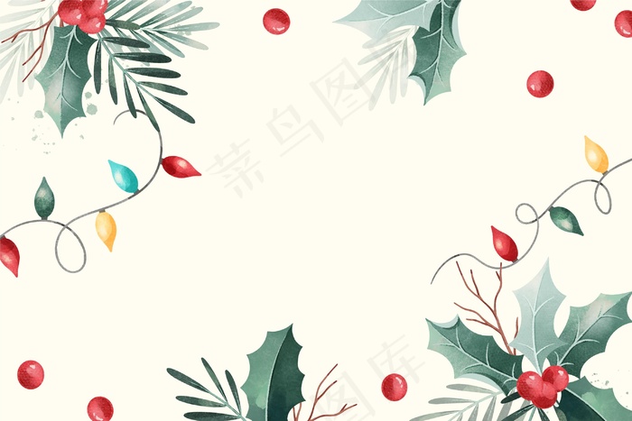 水彩画圣诞背景eps,ai矢量模版下载