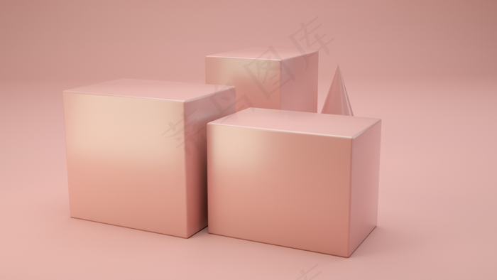 C4D情人节粉色立方体电商banner