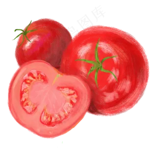 水果蔬菜有机实物西红柿手绘水彩,免抠元素