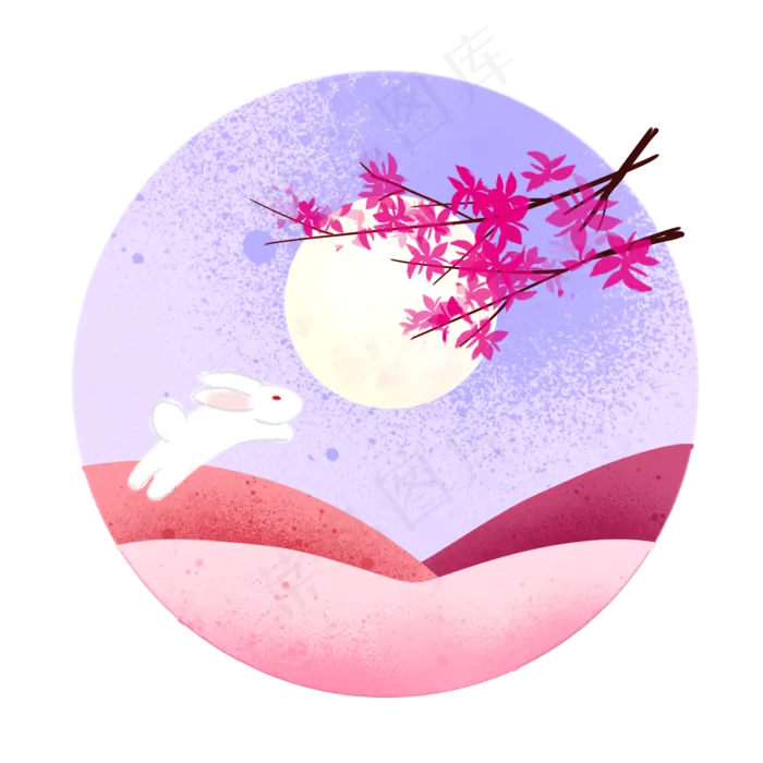 中秋佳节兔子望月夜景(2000X2000(DPI:350))psd模版下载