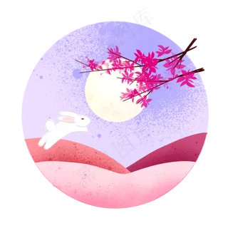 中秋佳节兔子望月夜景
