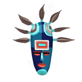 中元节卡通祭祀面具矢量图